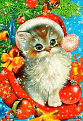 Christmas Sparkling Santa Cat GIF