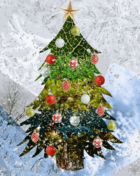 Christmas Tree Ice Collage Art