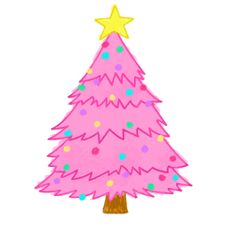 Christmas Tree Kawaii Pink Sticker