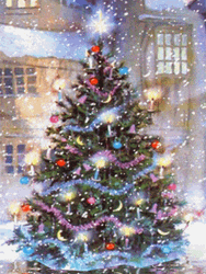 Christmas Tree Lights Sparkling Snow
