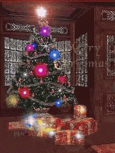 Christmas Tree Living Room Saying Merry Christmas GIF