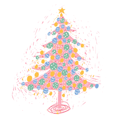 Christmas Tree Pink Doodle Art