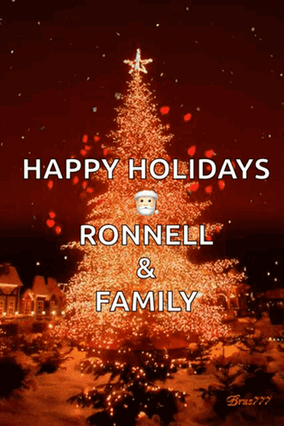 Christmas Tree Saying Happy Holidays Ronnell & Family GIF