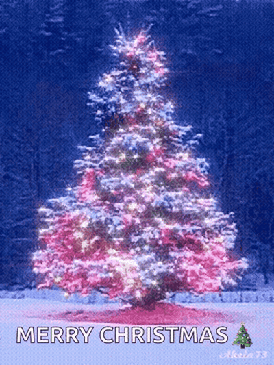 Christmas Tree Saying Merry Christmas GIF