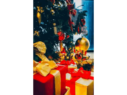 Christmas Tree With Gifts Under Window Sticker