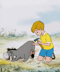 Christopher Robin Eeyore Hammer Fix GIF