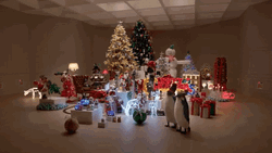 Chritsmas Display Cat Looking GIF