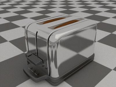 Chrome Toaster On Checkered Floor GIF