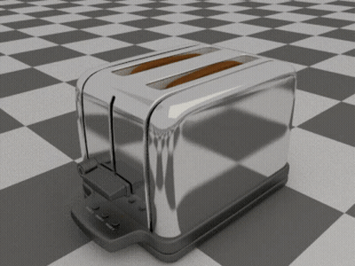 Chrome Toaster On Checkered Floor GIF