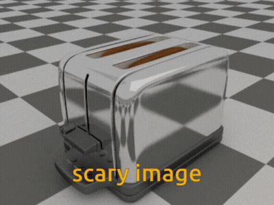 Chrome Toaster On Checkered Floor GIF