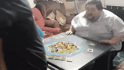 Chubby Guy Meltdown Break Table GIF