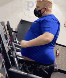 Chubby Man Treadmill Gym Exercise GIF