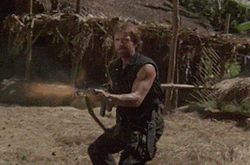 Chuck Norris Firing Machine Gun In Movie Scene