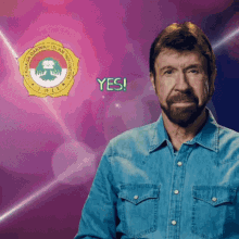 Chuck Norris Thumbs Up Denim Shirt GIF