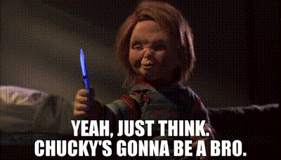 Chucky Doll Blue Pen Thumbs Up GIF