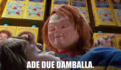 Chucky Doll Holding Child Saying Ade Due Damballa GIF