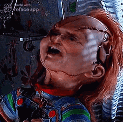 Chucky Evil Laugh Face Warp GIF
