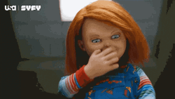 Chucky Flying Kiss Bye GIF