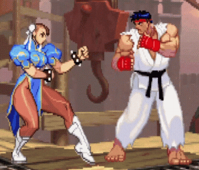 Chun Li And Ryu Fighting GIF