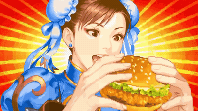 Chun Li Eating Hamburger GIF