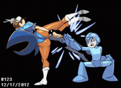Chun Li Kicking Blue Robot 12/17/2012 GIF