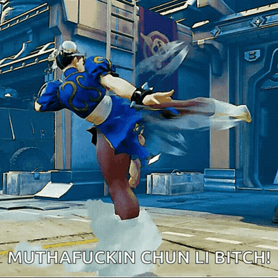 Chun Li Kicking With Muthafuckin Chun Li Bitch Caption GIF