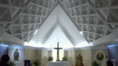 Church With Cross On Altar And Vaulted Ceiling GIF