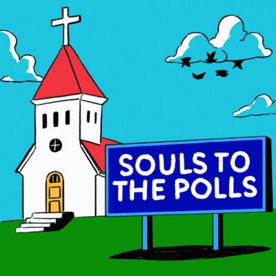 Church With Sign Saying Souls To The Polls GIF