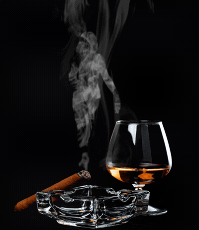Cigar Smoking Next To Cognac GIF