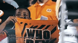 Cincinnati Bengals Fan Boy Showing Who Dey Banner GIF