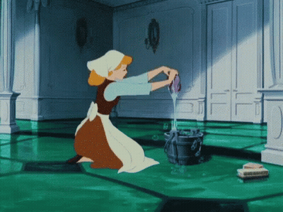 Cinderella Cleaning Floor With Bucket GIF