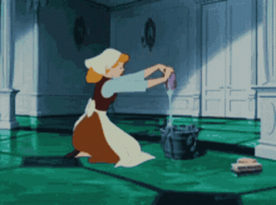 Cinderella Cleaning Room With Mop GIF