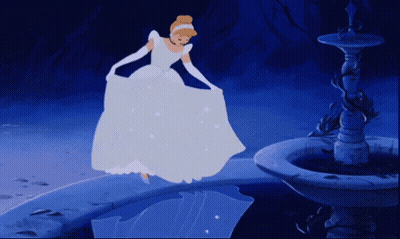 Cinderella Dancing In Front Of Fountain With Reflection GIF