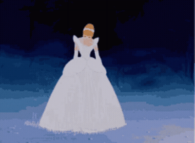 Cinderella In White Dress Standing In Snow GIF