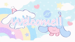 Cinnamoroll Floating In Rainbow Welcome GIF
