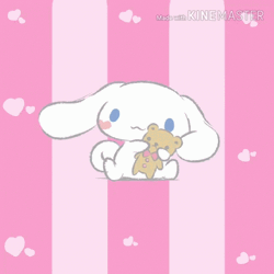 Cinnamoroll Holding Toy Pink Stripes Background GIF