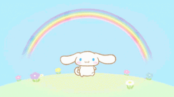 Cinnamoroll Strolling Under Rainbow Arc GIF