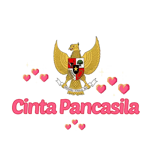 Cinta Pancasila Logo With Bird And Hearts Sticker
