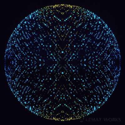 Circle Of Blue And Yellow Dots Saying Lemat Work GIF