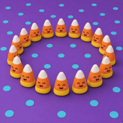 Circle Of Candy Corn On Purple Surface GIF
