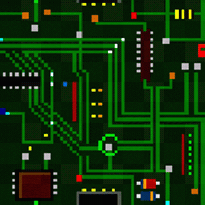 Circuit Board With Colorful Lines And Squares GIF