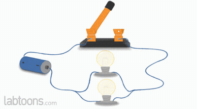 Circuit Diagram With Two Light Bulbs And Battery Labtoons.com GIF