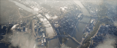 City Aerial View With Bridges And Buildings GIF