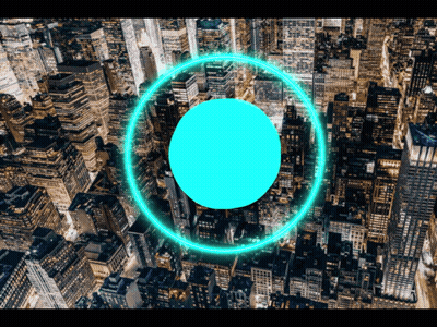 City At Night With Blue Circle GIF