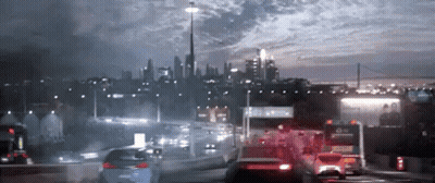 City At Night With Sydney Bus GIF