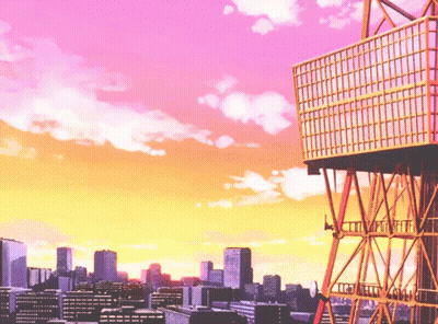 City At Sunset With Tower GIF