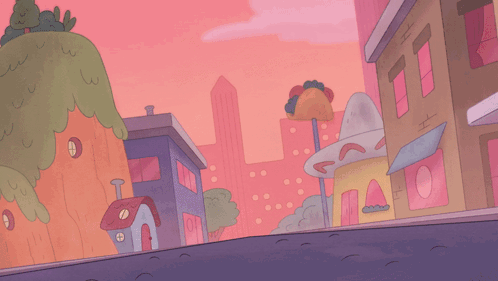 City Drawing With Buildings And Taco GIF