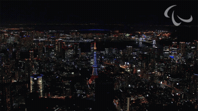 City Night Aerial View With Paralympic Logo GIF