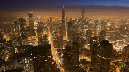 City Night Sky Sparkling Lights GIF