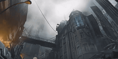 City Painting With Bridge and Buildings